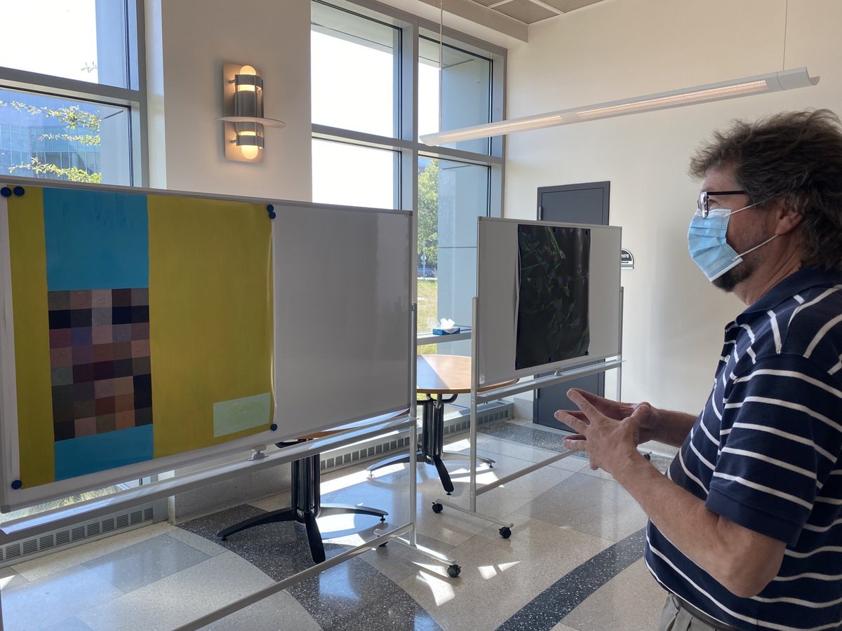 PurdueBME's tweet photo. Our first Art in Research exhibit was a success, thanks to the persistence of our Weldon School students. It was fun to transform Jischke Hall into an art gallery for the afternoon! 🎨🧪🧬🖼️
#artmeetsscience #biomedicalengineering #purdue #creativityinresearch https://t.co/gCKB7caS2B