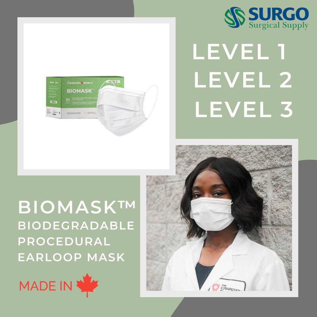SurgoSurgical's tweet image. Introducing the NEW BioMask™ Biodegradable Earloop Face Mask at Surgo! This environmentally-friendly alternative to disposable masks aims to combat plastic medical waste. Find out more today at hubs.ly/H0Y5VJ_0. #biodegradablemask #earloopfacemask #facemask #ppe