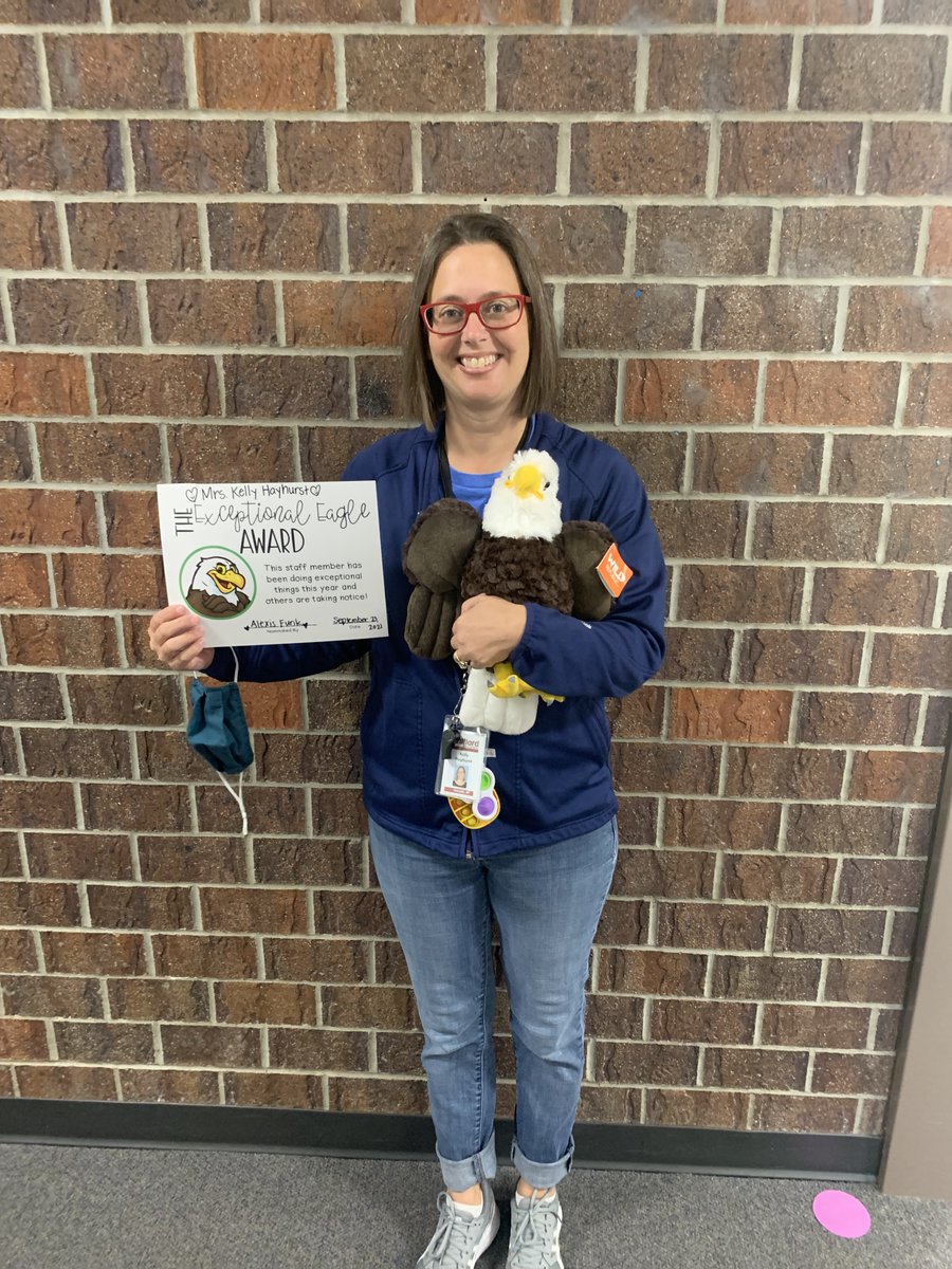 EzraElementary's tweet photo. This month's Ezra Exceptional Eagles go to Mrs. Hayhurst, Mrs. Madsen and Mrs. Rabber.  They were nominated by their co-workers for going above and beyond. @MPSElemEd @jsutfin @EzraLibrary https://t.co/KSX4yddefB