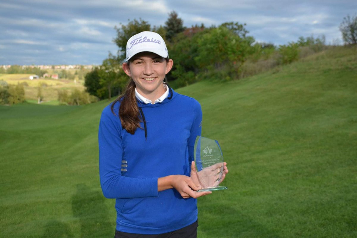 MyrandaQuinton's tweet photo. Thanks to @TheGolfOntario for organizing a fantastic U19 Match Play Championship! And thank you so much to @TangleCreek and their staff for making sure the course was playable throughout the relentless rain ☔️🏌️‍♀️

#betterneverstops #teamtitleist @TitleistCA https://t.co/WzuJCQn9n2