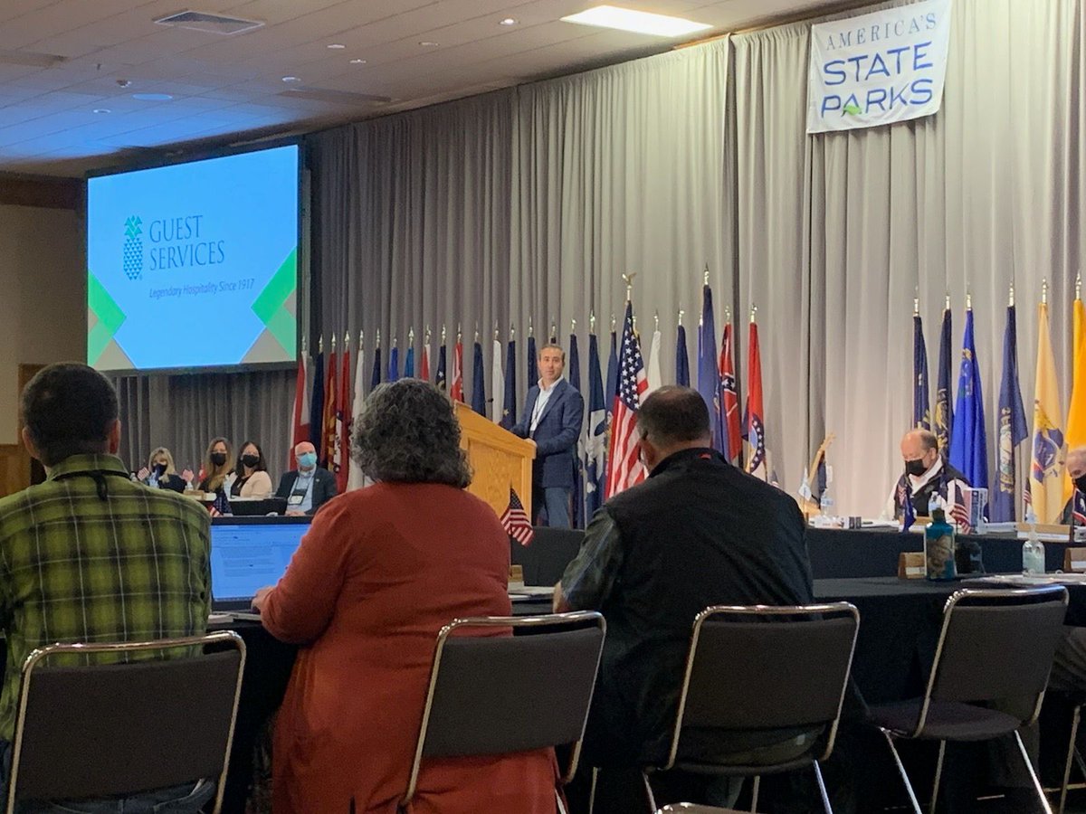 Recently, Guest Services had the honor of attending and sponsoring the annual National Association of State Park Directors conference in Pennsylvania. Leadership attended to educate attendees about how our services support State Parks. 

Learn more: stateparks.org/naspd-2021-con…
