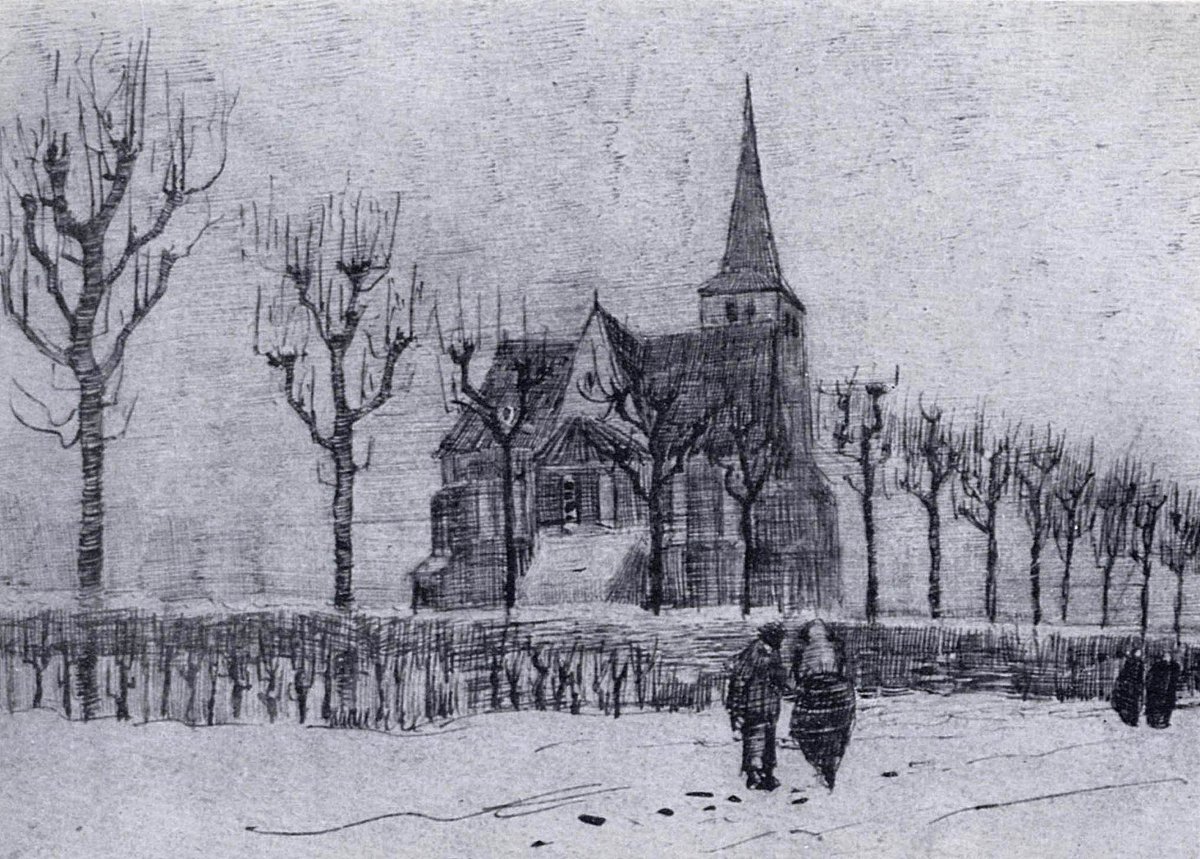 The Church in Nuenen in Winter, 1883 #realism #vincentvangogh