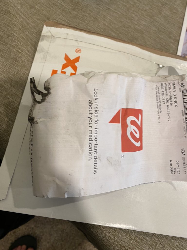 EmiDi's tweet photo. @FedExHelp love the care you put into peoples valuable packages! Nice surprise that my medicine reappeared and was finally delivered!! https://t.co/RdEa4VhY4P