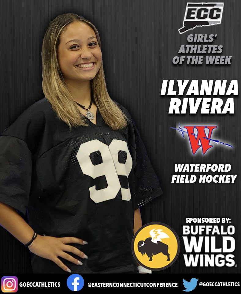 GoECCAthletics's tweet photo. Congrats to this week’s @GoECCAthletics Athlete of the Week winners. Ilyanna Rivera @lancer_sports1 Field Hockey & Soren Rief @KHS_Athletics1 Football. Big thanks to all the fans who voted & to our sponsor @BWWings of Waterford. @NFP_CTEast #eccaow #eccnation https://t.co/KtnJj1WdpE