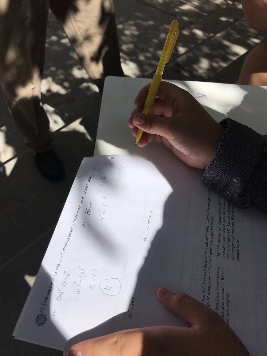 pam_psmith's tweet photo. Our 8th graders enjoying the nice weather as they dive into algebraic properties #RowlandHallMS @RowlandHall @ctlarsen26 https://t.co/1GC6XqPliv