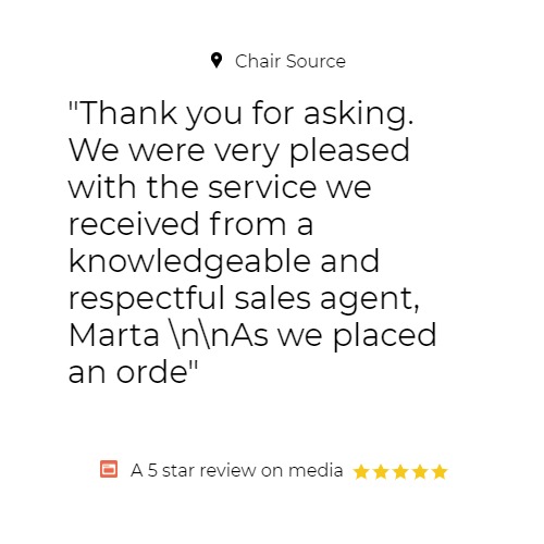 chairsource's tweet image. 5 star review of our business  "Thank you for asking. We were very pleased with the service we received from a knowledgeable and respectful sales agent, Marta As we placed an order for" ...To read more please visit our website goo.gl/Ce8bsx bit.ly/2JqlCR8