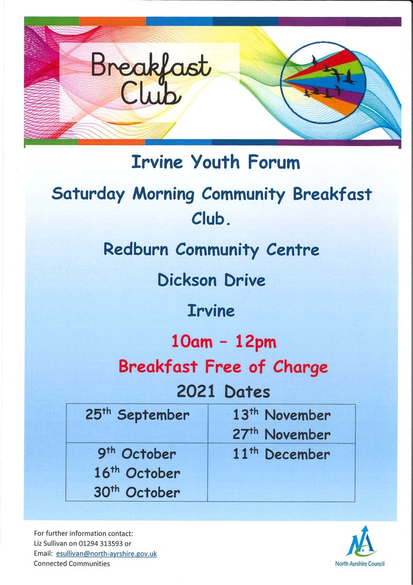 IrvineLocality's tweet photo. All welcome to the Irvine Youth Forums Breakfast Club.
Table and takeaway service available. 
🥓🍳🤗🤗 https://t.co/WgSaDnQ20j