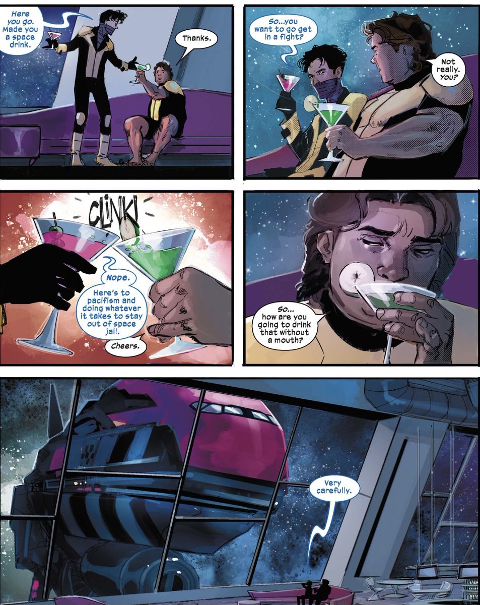 derekreadsX's tweet photo. #NewMutants5 #Xmen #Xspoilers 
These two need to meet up with Remy and go chill on Krakoa while all their friends fight for their lives since none of them clearly are vibing with these missions 😂 https://t.co/Bl8c3jlTUL
