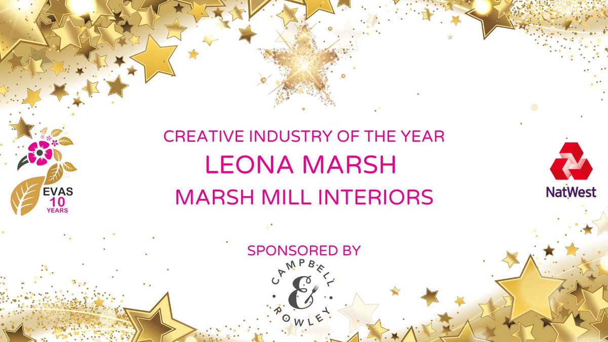 Eva_Awards's tweet photo. #EVAS10 Creative Industry Winner Leona Marsh of @marshmillint sponsored by @campbellrowley https://t.co/BDhqdYgXof