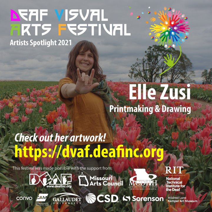 DEAF_Inc's tweet photo. DEAF VISUAL ARTS FESTIVAL: Check out these fantastic artists in DVAF's Exhibition Hall today - Rosemary Edwards, Cynthia Mann, Mark Suffridge., and Elle Zusi!
https://t.co/Zy05DYc3sF
#RosemaryEdwards #CynthiaMann #MarkSuffridge #ElleZusi #deafinc #dvaf #DeafArtist https://t.co/gJ4arplPoJ