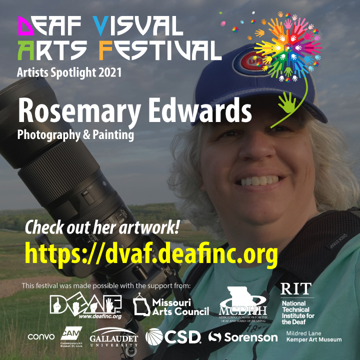 DEAF_Inc's tweet photo. DEAF VISUAL ARTS FESTIVAL: Check out these fantastic artists in DVAF's Exhibition Hall today - Rosemary Edwards, Cynthia Mann, Mark Suffridge., and Elle Zusi!
https://t.co/Zy05DYc3sF
#RosemaryEdwards #CynthiaMann #MarkSuffridge #ElleZusi #deafinc #dvaf #DeafArtist https://t.co/gJ4arplPoJ