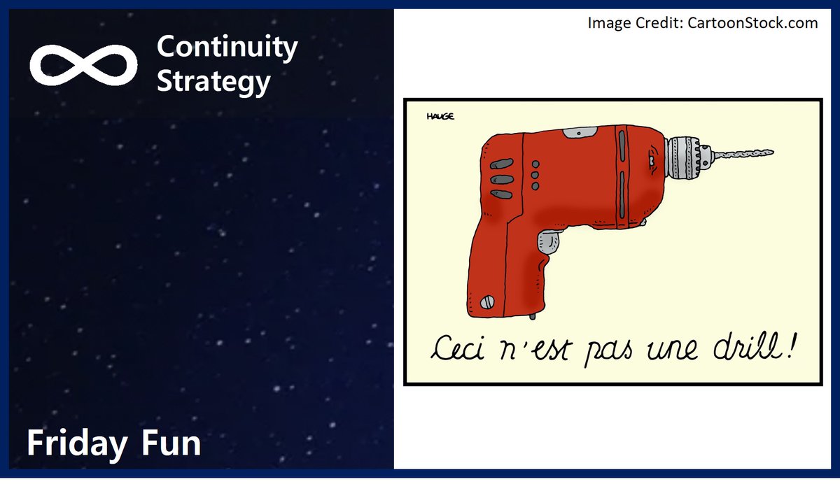 ContinuityStrat's tweet photo. Remember, life is not a drill! Enjoy your weekend!

#FridayFun

https://t.co/PhUN5qSSBZ

#crisismanagement #exercises https://t.co/ni3O81UdyV