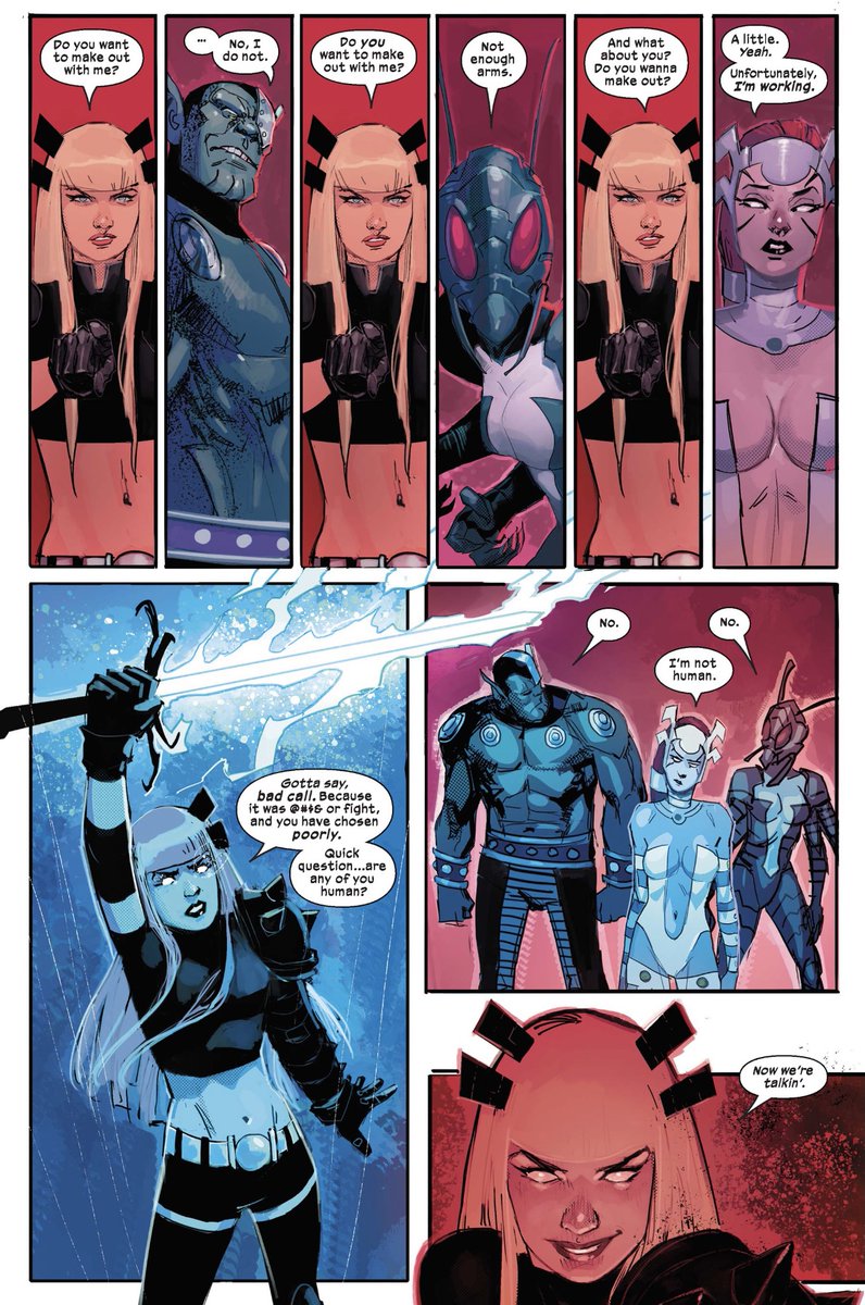 derekreadsX's tweet photo. #NewMutants5 #Xmen #Xspoilers 
Illyana hasn’t gotten a ton of story or focus so far in this run, but the moments she does get are GOLD. My gay icon 🥺 she really should get her own book at some point, I would buy the fuck out of that! https://t.co/lt3bDT2YGI