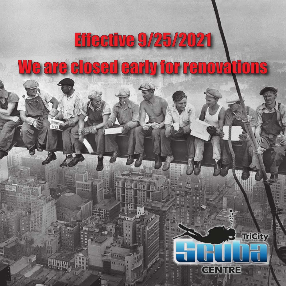 TriCityScuba's tweet photo. FYI - we are closing a little early to get a handle on completing the changes at the shop! Dive safe!!! https://t.co/rnHTe1gjEr