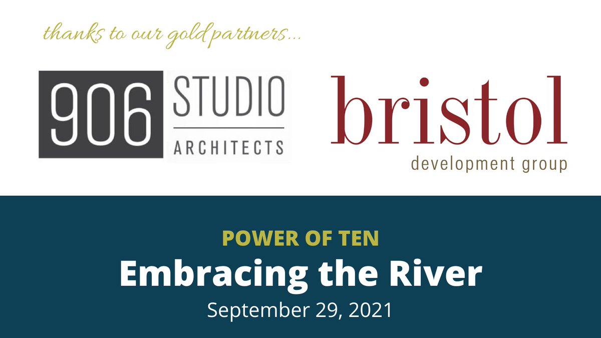 It is because of the support of 906 Studio Architects + Interiors and @Bristol_DG that we are able to bring the Power of Ten to you. Join us on Sept 29 to discuss how our region can develop great riverfronts. Learn more and register at...ow.ly/fvb450FUE3O #poweroften
