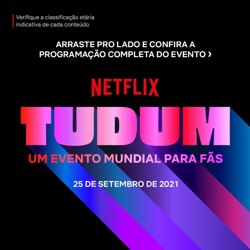 NetflixBrasil's tweet image. Novidades e conteúdos exclusivos de 70 séries e filmes, e um elenco com 145 das maiores estrelas do mundo. Esse é o #TUDUM, o primeiro Evento Mundial Para Fãs da Netflix.