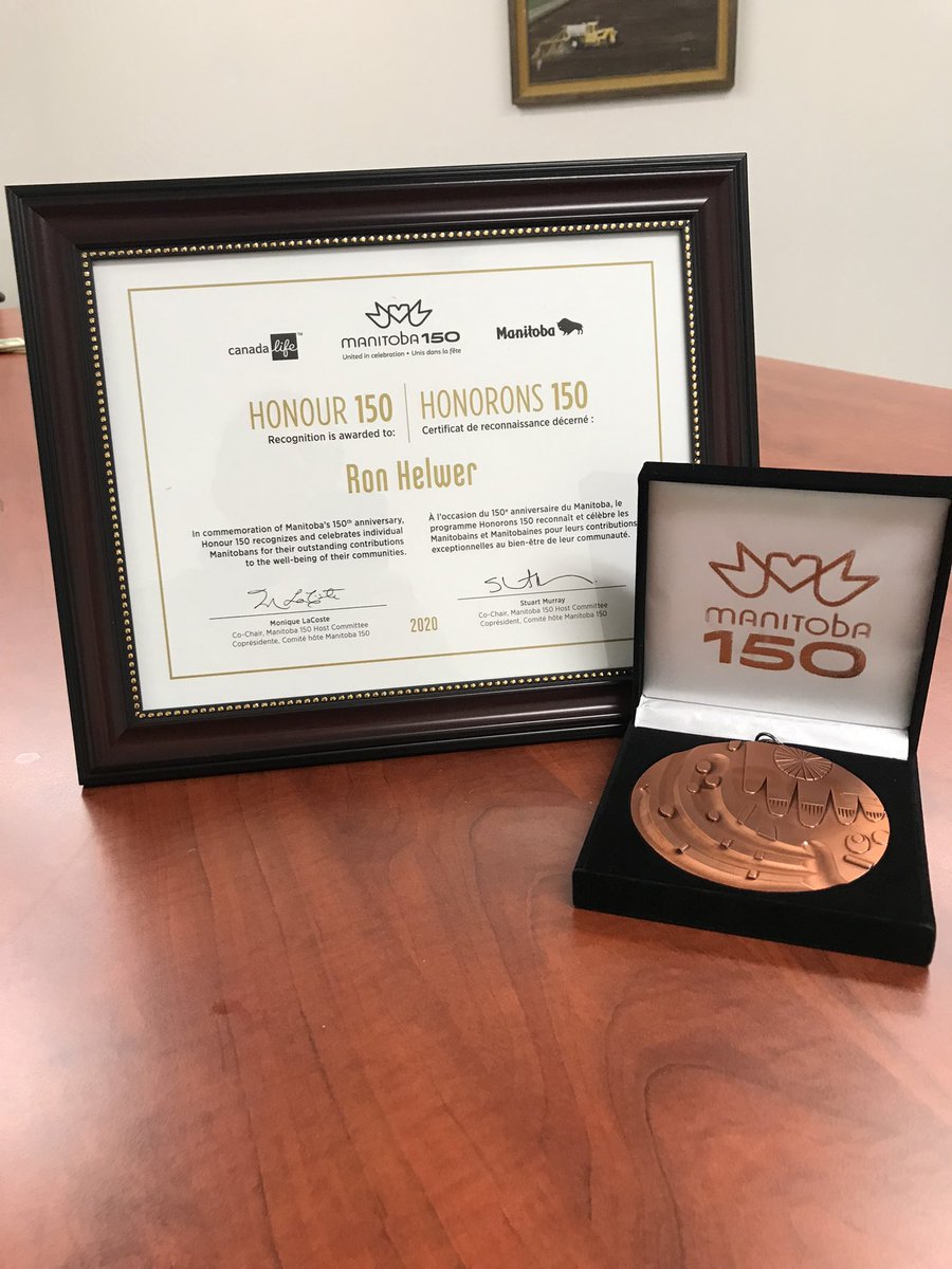 In honour of Manitoba’s 150th Anniversary, Honour 150 is recognizing individual Manitobans for their outstanding contributions to the well-being of their communities. Our very own Ron Helwer has been chosen as a recipient! Congratulations Ron! Well deserved! 🎉 #manitoba150