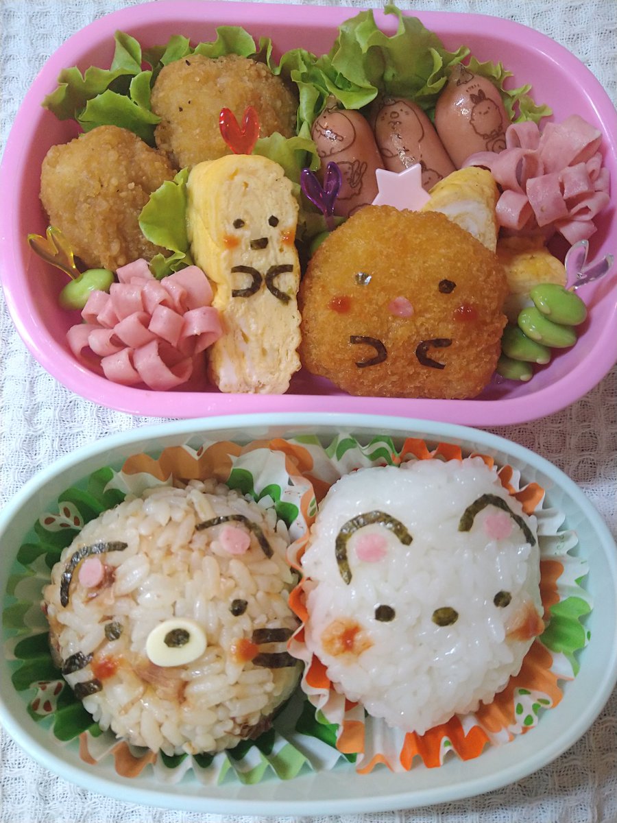 lovechap's tweet image. 年に一度のお弁当なので頑張った。#すみっコぐらし弁当