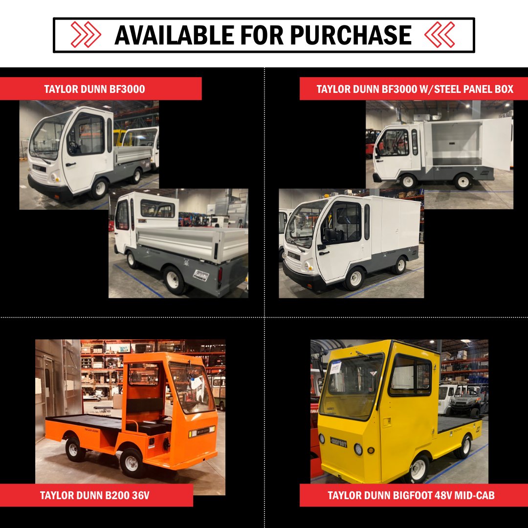 If you're in the market for a Taylor-Dunn unit, we have a variety in stock! Reach out to sales@raymondwest.com for more information.