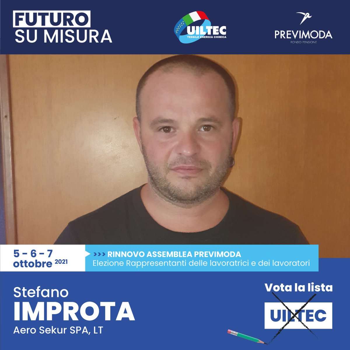 UILTECNAZIONALE's tweet photo. 👉Rinnovo assemblea #Previmoda
Elezione dei rappresentanti delle #lavoratrici e dei #lavoratori
✅Il 5, 6, 7, ottobre 2021 vota la lista Uiltec. https://t.co/GQicAT8Xur
