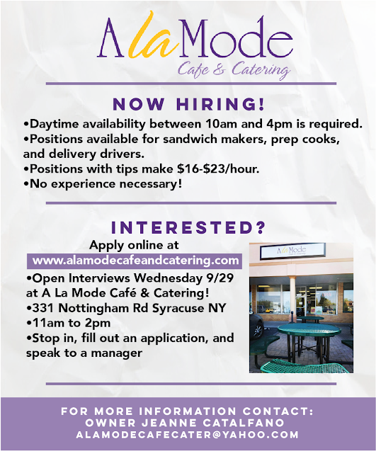 The Daily Orange Sponsored Need A Job A La Mode Cafe Catering Is Now Hiring No Experience Necessary Apply Online T Co Zv0pzslchj T Co 3h7mdr8drp