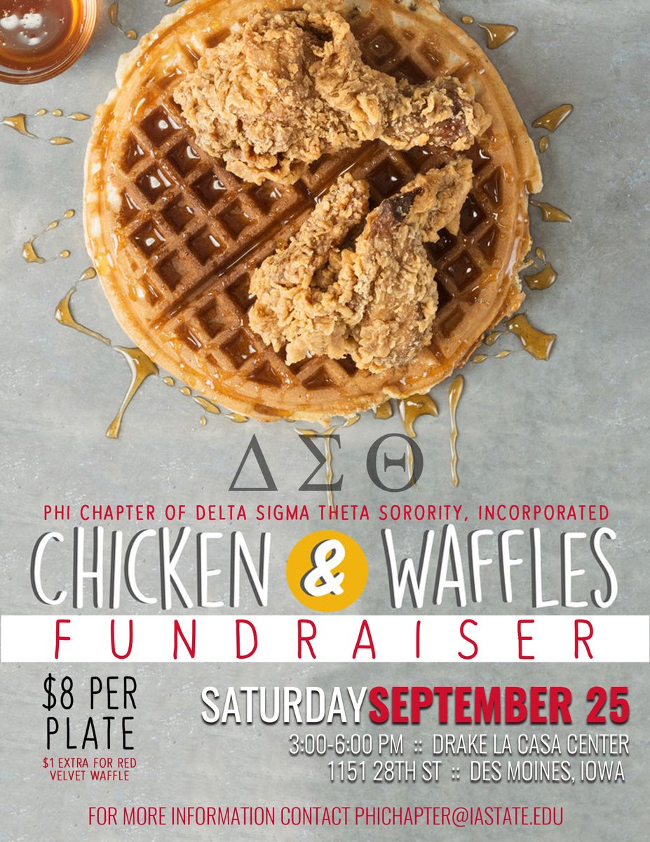 DrakeStIL's tweet image. Get some chicken and waffles tomorrow with Delta Sigma Theta🍗🧇