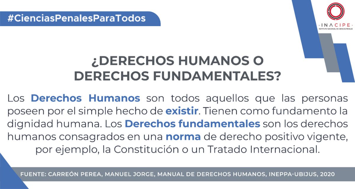 INACIPE's tweet photo. #CienciasPenalesParaTodos |  ¿Sabes cuál es la diferencia entre Derechos Humanos y Derechos Fundamentales? https://t.co/TQapGboxl4