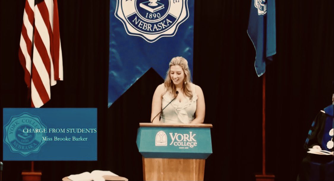 YCbrooke's tweet photo. It was an honor to be apart of such a momentous occasion such as today, giving a charge to York Colleges 21st president on behalf of the student body! Dr. Sam Smith, I am confident that you will continue to lead with passion! #MyYC #SGAPresident #YCPresident https://t.co/8p5MC9vgZN