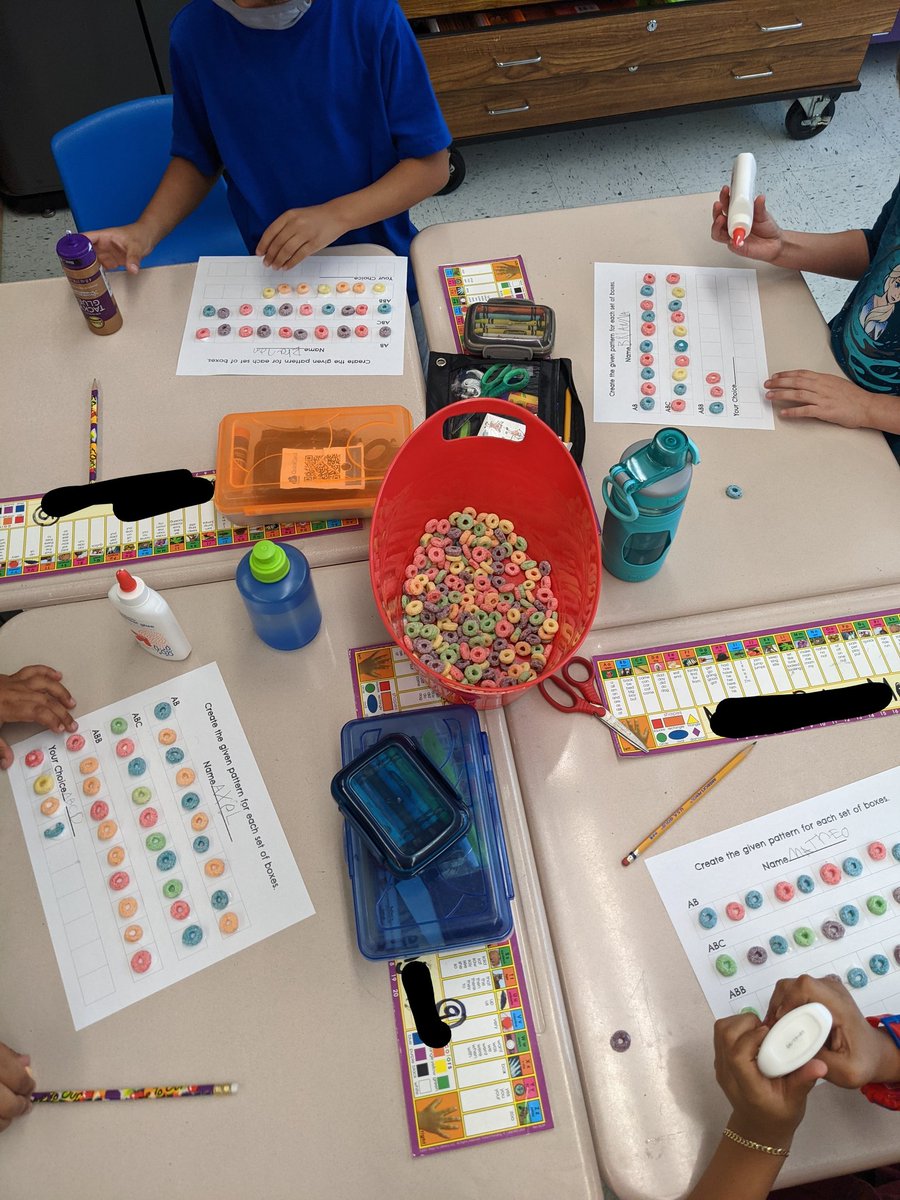 Mackauer1st's tweet photo. Fruit loops aren't just for eating.  They make a great tool for exploring patterns! @SullyES_LCPS https://t.co/8lzIB0ps7W