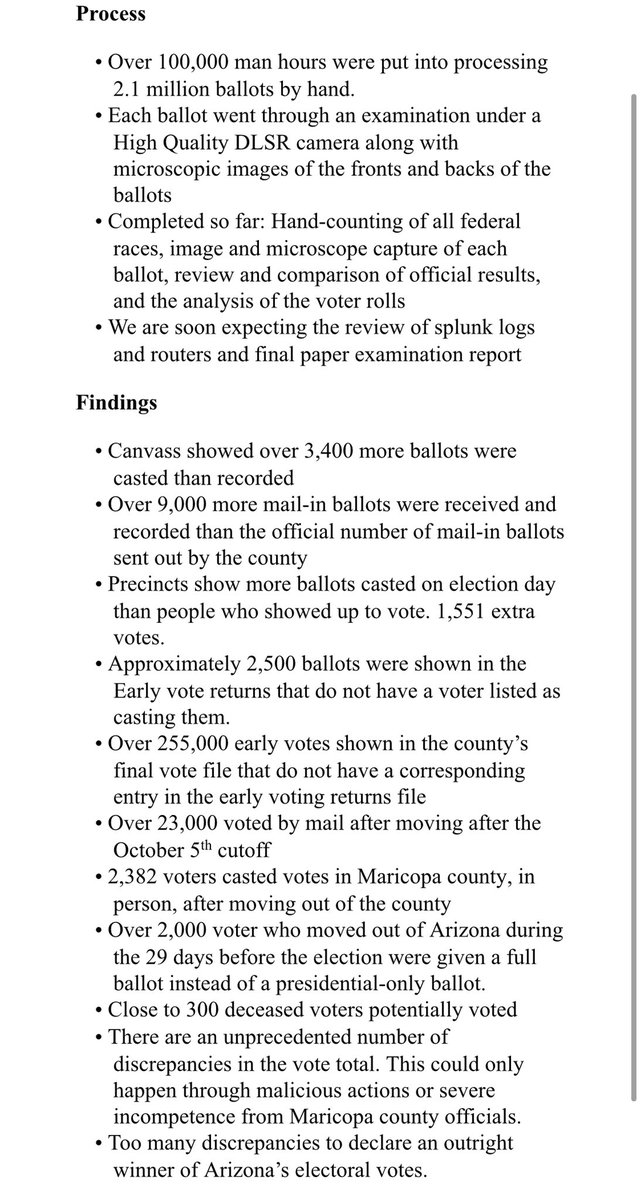 christina_bobb's tweet photo. Here are some of the findings from the AZ Hearing.  There is more info, but some of the key findings are below. https://t.co/54EtOnRvQn