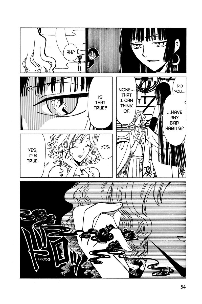 i like how clamp sets up an ominous tone in this scene like i love that grey-black-white in the last panel where u can tell that lying is her bad habit but it's kind of vague if it's an unconscious or conscious decision. tho i feel habitual lying becomes unconscious over time 