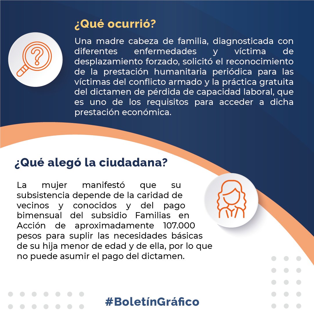 CConstitucional's tweet photo. #BoletínGráfico 📰 | Ordenan al Ministerio del Trabajo pagar el dictamen de pérdida de capacidad laboral que necesita una víctima del conflicto armado para reclamar una ayuda económica.

Sentencia T-223-21: https://t.co/IZzOSR05NJ
M.P. José Fernando Reyes Cuartas. https://t.co/AfgjwekDWM