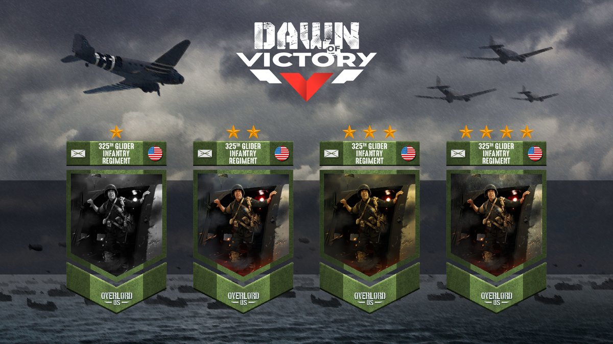 DOVNFT's tweet photo. As D-DAY started by gliders and paratroopers, we start the unveiling of the Dawn of Victory cards by the 325th Glider Infantry Regiment, 1 of the 5 uncommun playing cards.

#PlaytoEarn
#NFT
$WaxP
#nftcollector

Website : https://t.co/scOZKDypWG 
Discord : https://t.co/cp0ccwFWVS https://t.co/pB9aHrkDbA