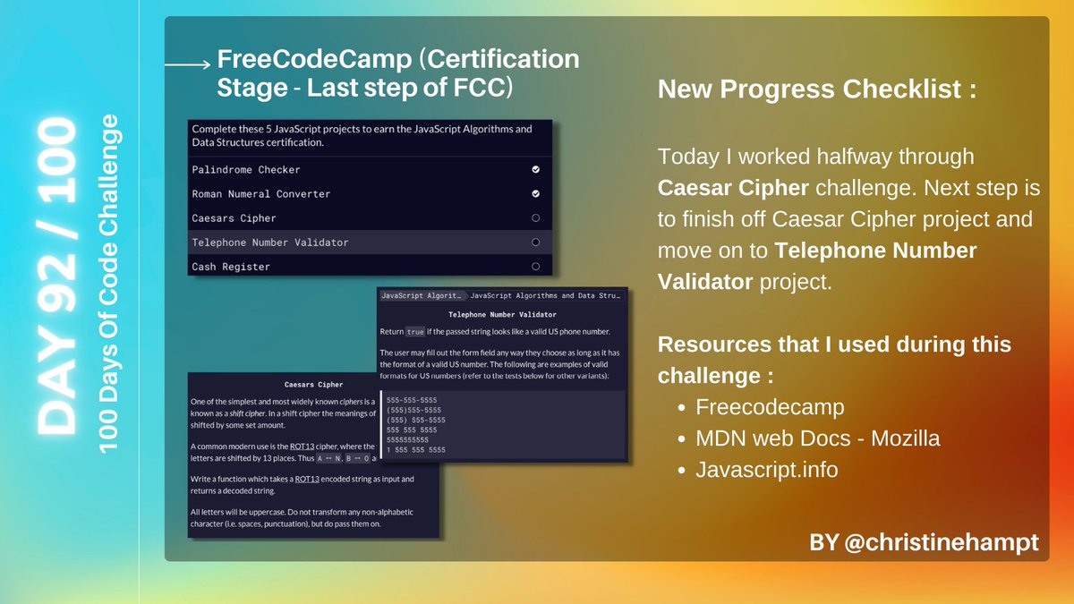 DAY 92 of #100DaysOfCode 

Currently working on projects on FCC😆🔥