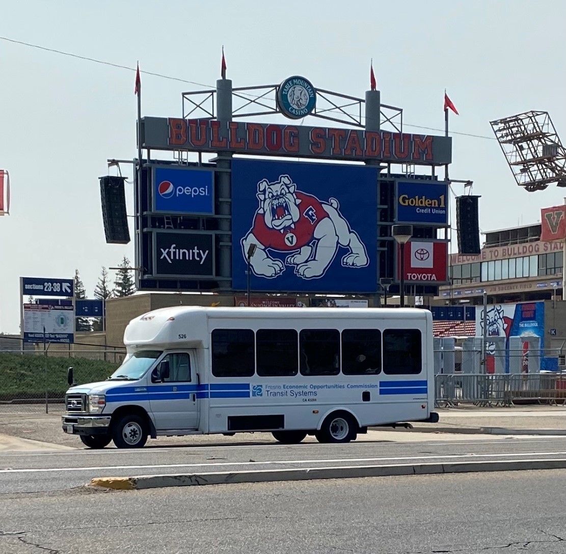 Fresno EOC (@fresnoeoc) on Twitter photo Bulldog football is back! And Fresno EOC Transit Systems is getting fans back in the stands. This year, <a href="/Fresno_State/">Fresno State</a> requested that Transit Systems be the sole parking shuttle provider for all six home games. Read more here: loom.ly/2M3ijwY <a href="/FSAthletics/">Fresno State Bulldogs</a> <a href="/FresnoStateFB/">Fresno State Football</a> Bulldog football is back! And Fresno EOC Transit Systems is getting fans back in the stands. This year, <a href="/Fresno_State/">Fresno State</a> requested that Transit Systems be the sole parking shuttle provider for all six home games. Read more here: loom.ly/2M3ijwY <a href="/FSAthletics/">Fresno State Bulldogs</a> <a href="/FresnoStateFB/">Fresno State Football</a>