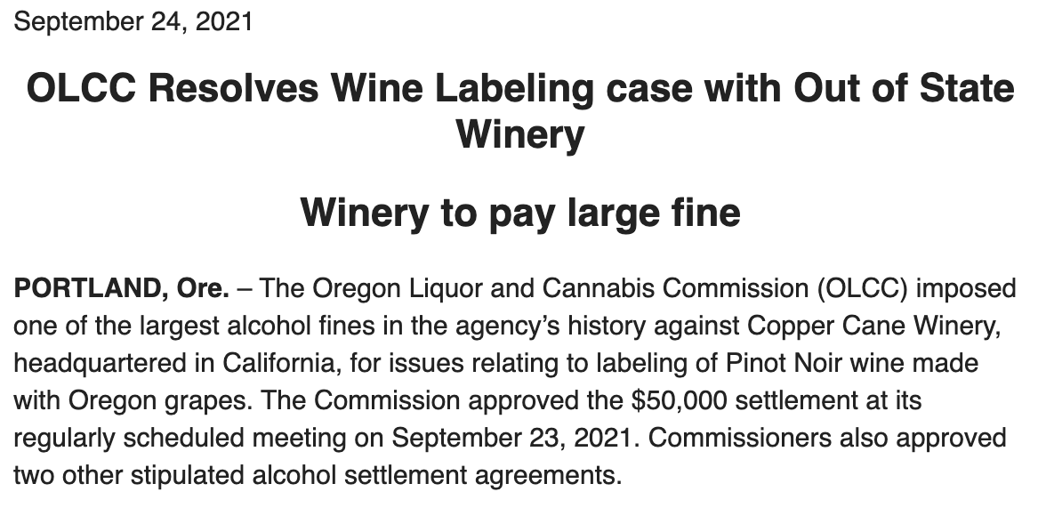 kcoleuncorked's tweet photo. Only $50K? Really, OLCC?
#Oregonwine #CopperCane #WillametteValley #wine #wineries https://t.co/gPz7hbywnh