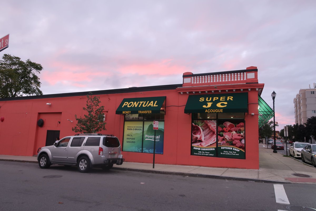 MaEverett's tweet photo. Super JC Market and Cafe. 67 Chelsea St, Everett, MA 02149. Great Brazilian Mart and butcher. Sunset is visible in the background. https://t.co/COd39i9szb