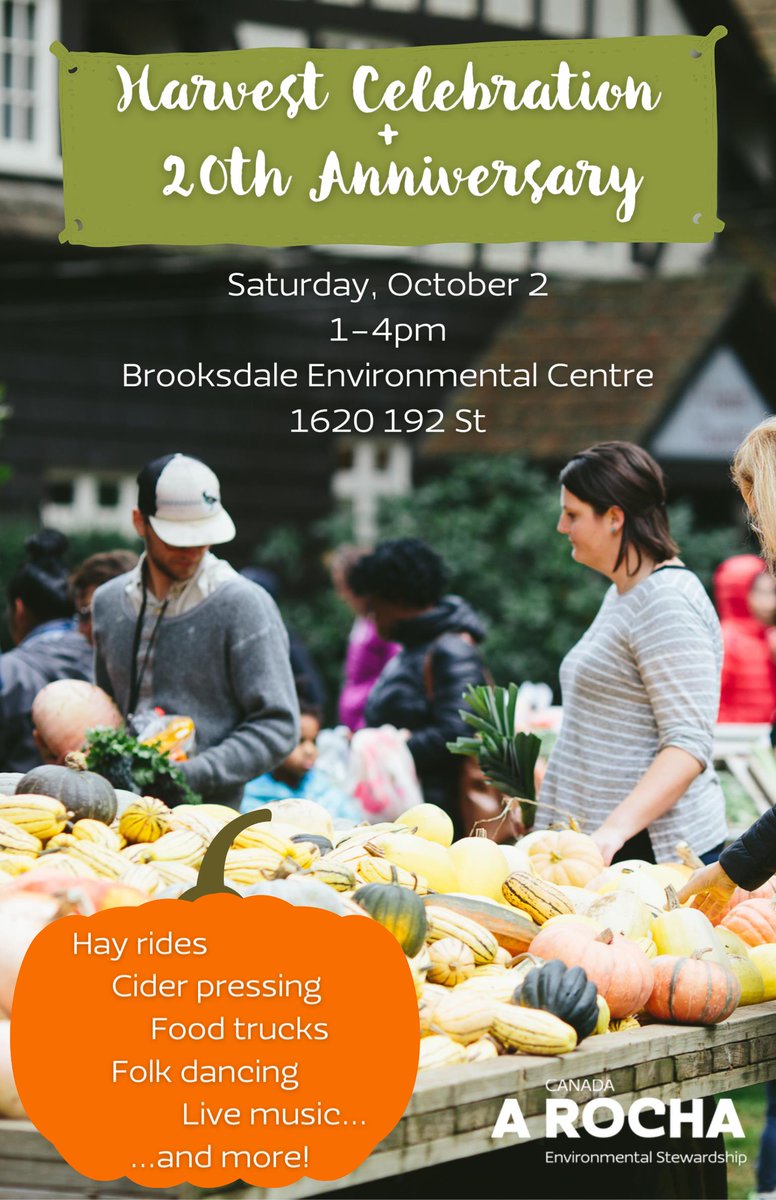 soc_surrey's tweet photo. Come Join @arochacanada for a "Harvest Celebration" next Saturday, October 2, from 1-4pm. There will be lots of fun, family-friendly activities (including apple cider pressing!), live music, and food trucks.

Come one, come all!!
#harvest #celebration #localfood https://t.co/l5aamGJc0G