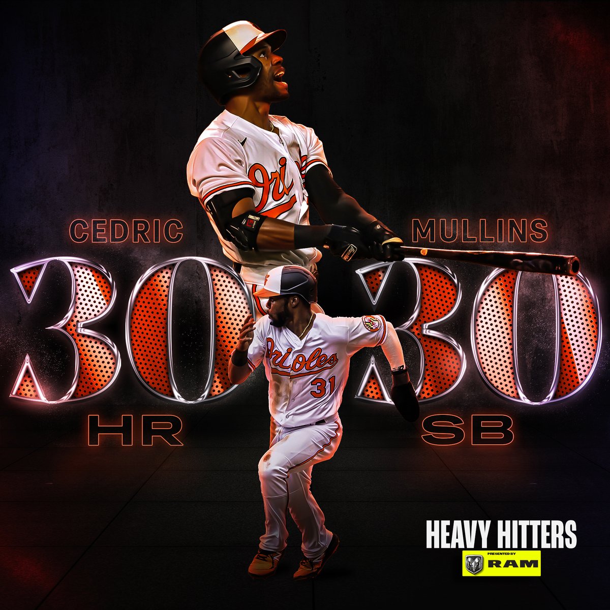 The first 30-30 season in <a href="/Orioles/">Baltimore Orioles</a> history belongs to <a href="/cedmull30/">Cedric Mullins</a>! 

(MLB x <a href="/RamTrucks/">Ram Trucks</a>)
