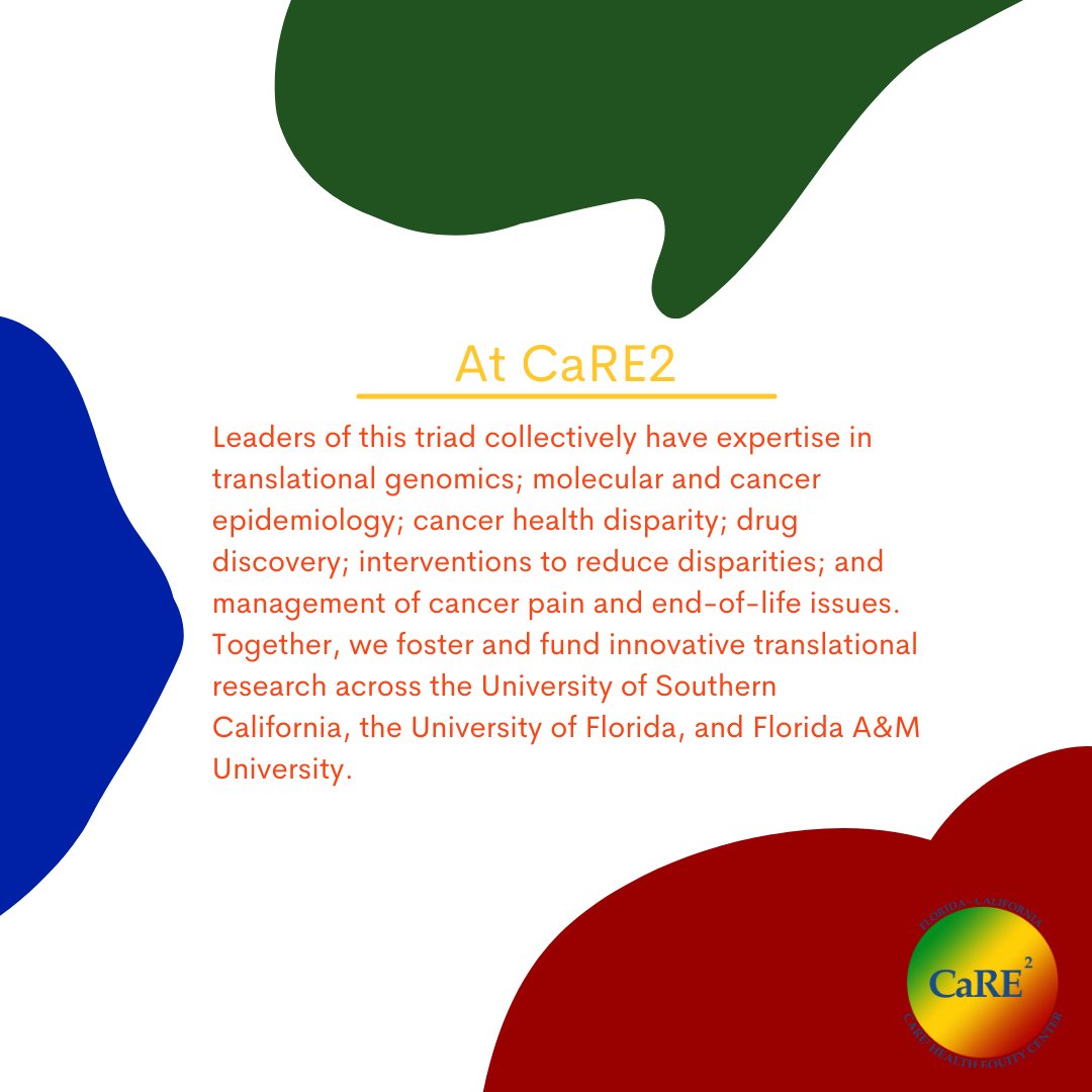 CaRE2HEC's tweet photo. CaRE2 celebrates #WorldCancerResearch day! Check out our website to see more of our work!
https://t.co/LeX7S1KF3O
#healthequity #care2 #usc #famu #uf #cancerresearch https://t.co/muVKcFjCAM