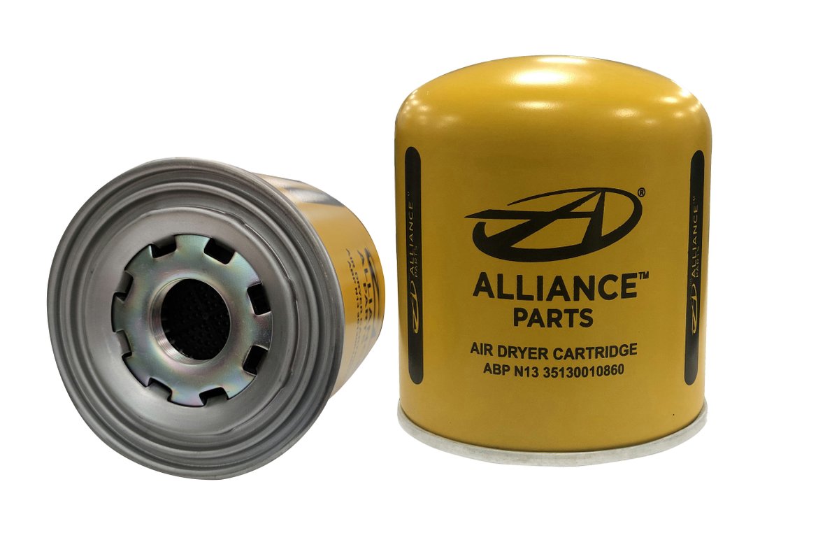 allianceparts's tweet photo. New product alert! The Alliance Air Dryer Cartridge collects and removes solid, liquid and aerosol contaminants from the air generated by the vehicle’s compressor to ensure product performance and quality. Now available at: https://t.co/pfg6gcS5xc https://t.co/T8kISFi53C