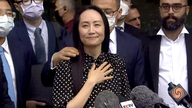 CTVNews's tweet photo. Watch: Meng Wanzhou spoke after the United States dropped an extradition request, paving the way for her return to Chain. https://t.co/SlDkdml4yl https://t.co/CP0xKfWPZR