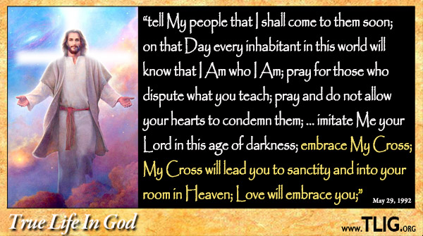 TrueLifeinGod's tweet photo. Jesus IS Returning! Trust in Him, trust that the cross He gives you is just what you need to live with Him in Heaven for all eternity! Here is the full message: https://t.co/nL8WZSY58Y https://t.co/f2HIc3wGVj