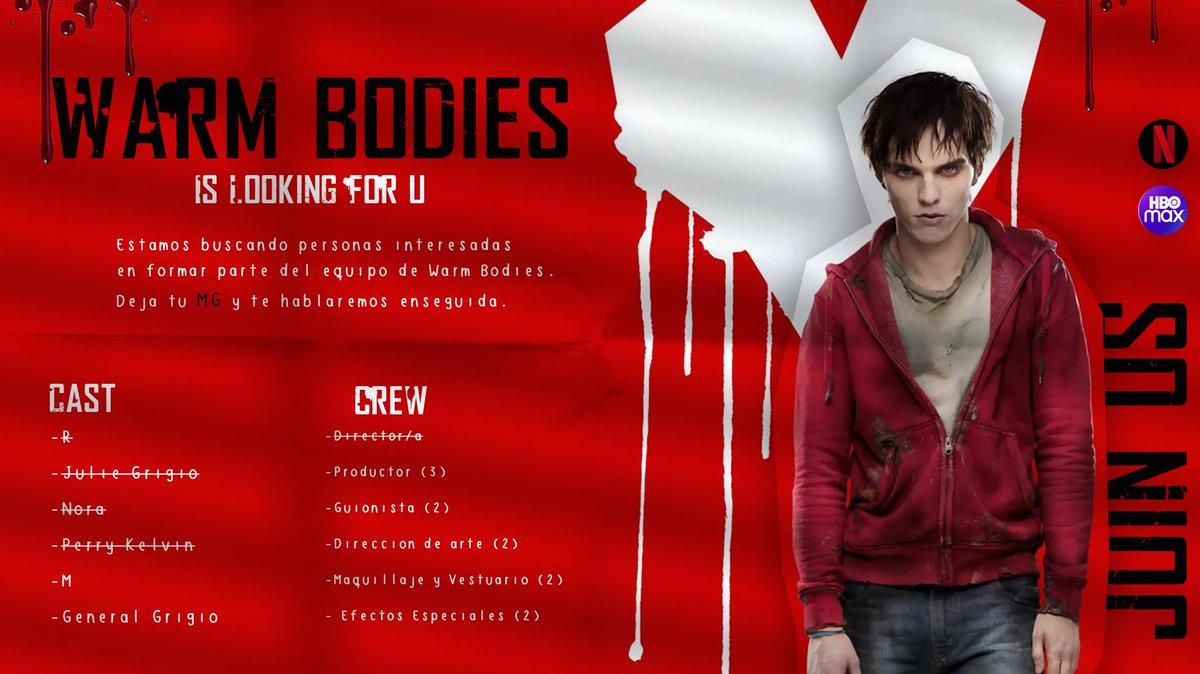 WarmBodiesRP's tweet image. ⠀ ⠀   © · 🧟‍♂️🧠

𝘞𝘢𝘳𝘮 𝘣𝘰𝘥𝘪𝘦𝘴 llega a contar una historia de amor  y de supervivencia entre los zombies y humanos. 
Ahora, está 𝗲𝗻 𝗯𝘂𝘀𝗰𝗮 𝗱𝗲 𝘁𝗶, si deseas formar parte de este proyecto solo da 𝗺𝗴 𝗮𝗾𝘂𝗶́  y nos comunicaremos contigo. ¡Todos zombienvenidos!