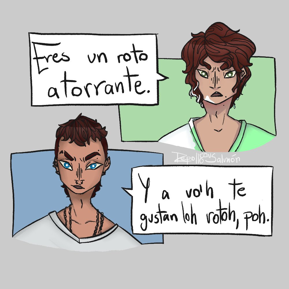 repollocsalmon's tweet photo. H: Eres un roto atorrante.
L: Y a vo'h te gustan loh rotoh, poh.
Más dibujos de mis niños gays favoritos que hoy quede pal pico leyendo la actualización.
#fanficlarry #dibujo https://t.co/Tzdz51bl1L