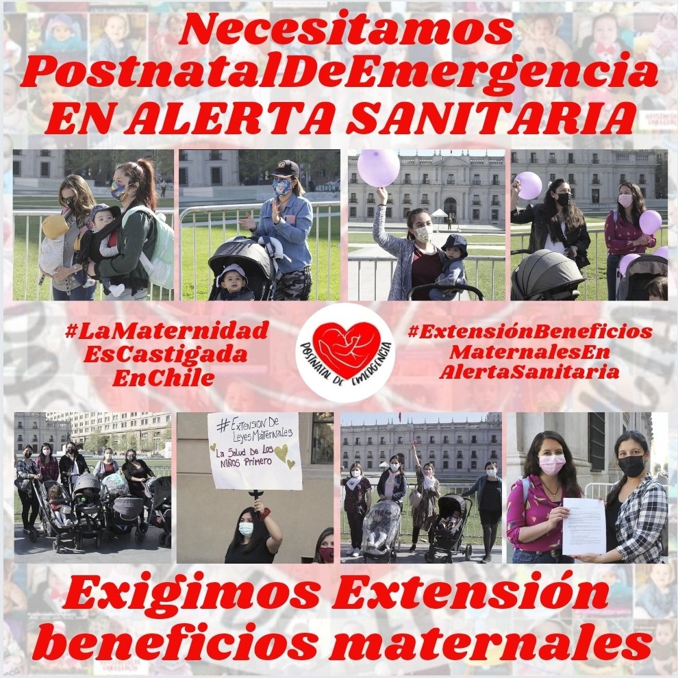 Necesitamos #PostnatalDeEmergencia en ALERTA SANITARIA .
Que harán las madres con bebés menores de 6 meses?? Deben renunciar??
#LaMaternidadEsCastigadaEnChile 
<a href="/SabatSenadora/">Senadora Marcela Sabat</a> <a href="/sebastianpinera/">Sebastian Piñera</a> <a href="/sebastiansichel/">Sebastián Sichel</a> <a href="/ProvosteYasna/">Yasna Provoste Campillay</a> @gabrielboric <a href="/Senado_Chile/">Senado Chile</a> <a href="/Camara_cl/">Diputadas y Diputados de Chile</a>