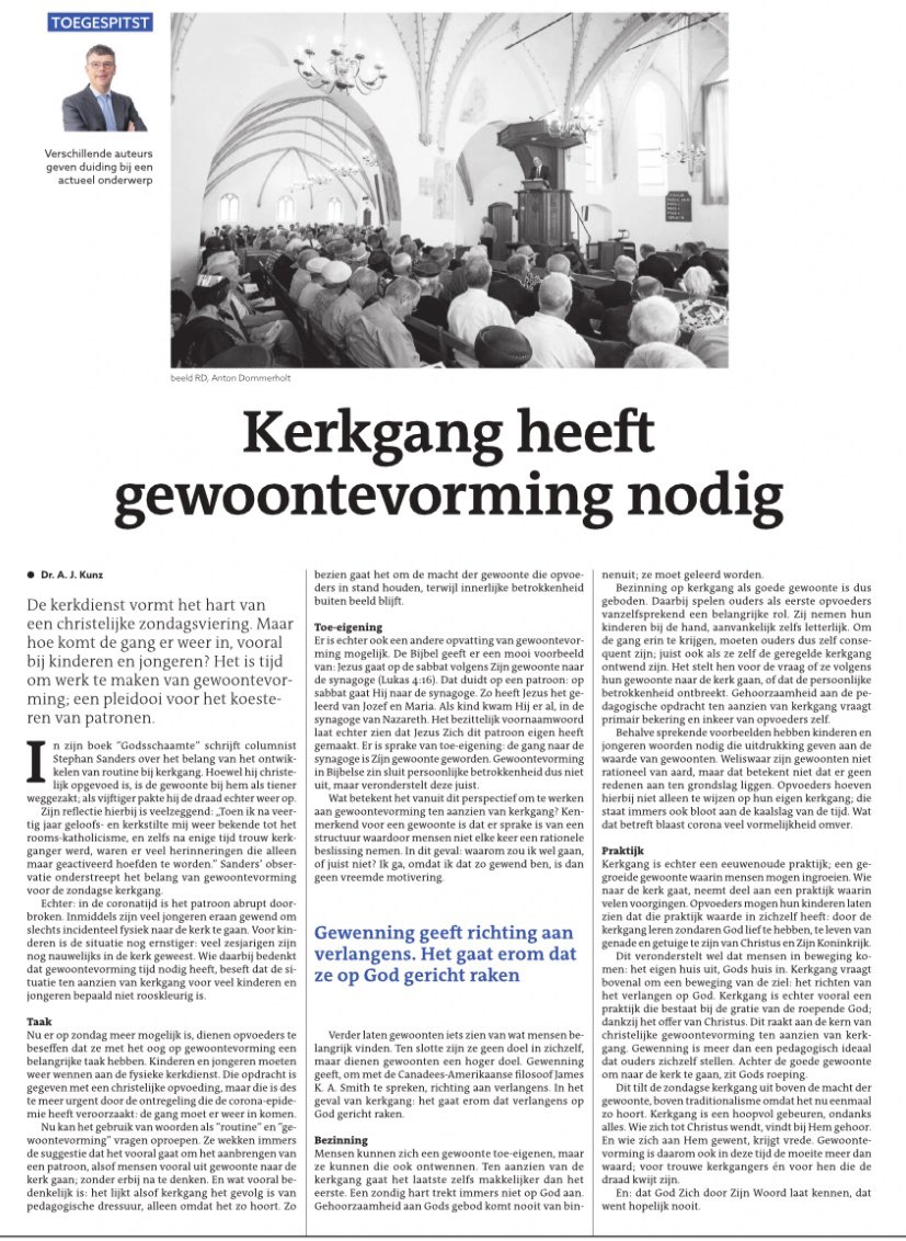 Laten we de gewoonte om naar de kerk te gaan koesteren en (opnieuw) intensiveren. Met @BramKunz de kerkschaamte voorbij…