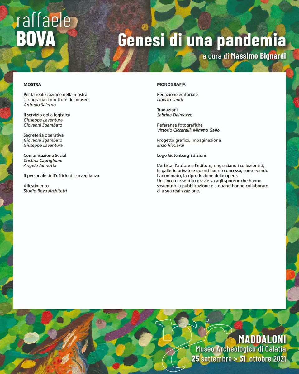 Vi aspettiamo oggi alle 11 per l'inaugurazione della mostra 'Genesi di una pandemia' di Raffaele Bova, visitabile fino al 31.10
#GEP2021 #museicampani #museitaliani