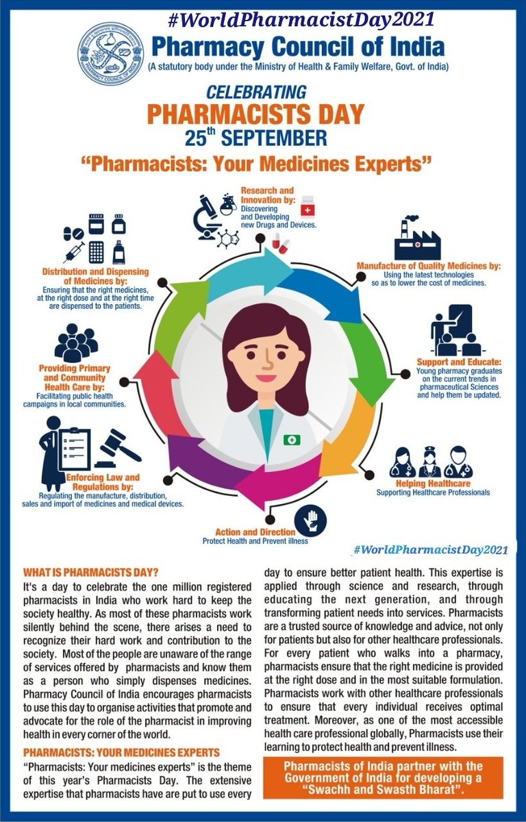 Radhe Shyam Moyal 🇮🇳 (@radhemoyal) on Twitter photo #WorldPharmacistDay2021
#Pharmacists as Excellent guide,
While important information is already included with medicine, many patients benefit from verbal guidance, like correct dosage, best ways to consume, and potential side effects
<a href="/RPEA_U/">RAJASTHAN PHARMACIST EMPLOYEE ASSO.(U)</a>
<a href="/ashokgehlot51/">Ashok Gehlot</a>
<a href="/RaghusharmaINC/">Dr. Raghu Sharma</a> #WorldPharmacistDay2021
#Pharmacists as Excellent guide,
While important information is already included with medicine, many patients benefit from verbal guidance, like correct dosage, best ways to consume, and potential side effects
<a href="/RPEA_U/">RAJASTHAN PHARMACIST EMPLOYEE ASSO.(U)</a>
<a href="/ashokgehlot51/">Ashok Gehlot</a>
<a href="/RaghusharmaINC/">Dr. Raghu Sharma</a>
