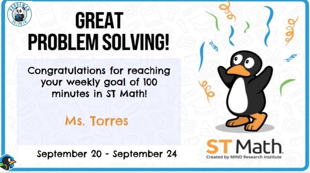IngridCastelo87's tweet image. My @Vardeman_AISD Pandas🐼 were great problem solvers this week. They were in @STMath for 103 minutes and were able to solve 74 puzzles 🙌🏼🥳👏🏼 @AldineISD @Numbersense_902 @drgoffney @Primary_AISD @GHouston602 @SandraDoria11 @patriciarod19 #STMathFallChallenge #Jijiswag